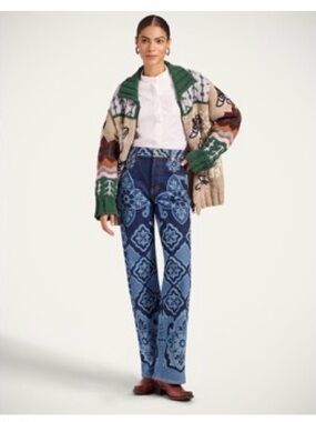 LA DOUBLEJ Blue Patterned Boyfriend Jeans